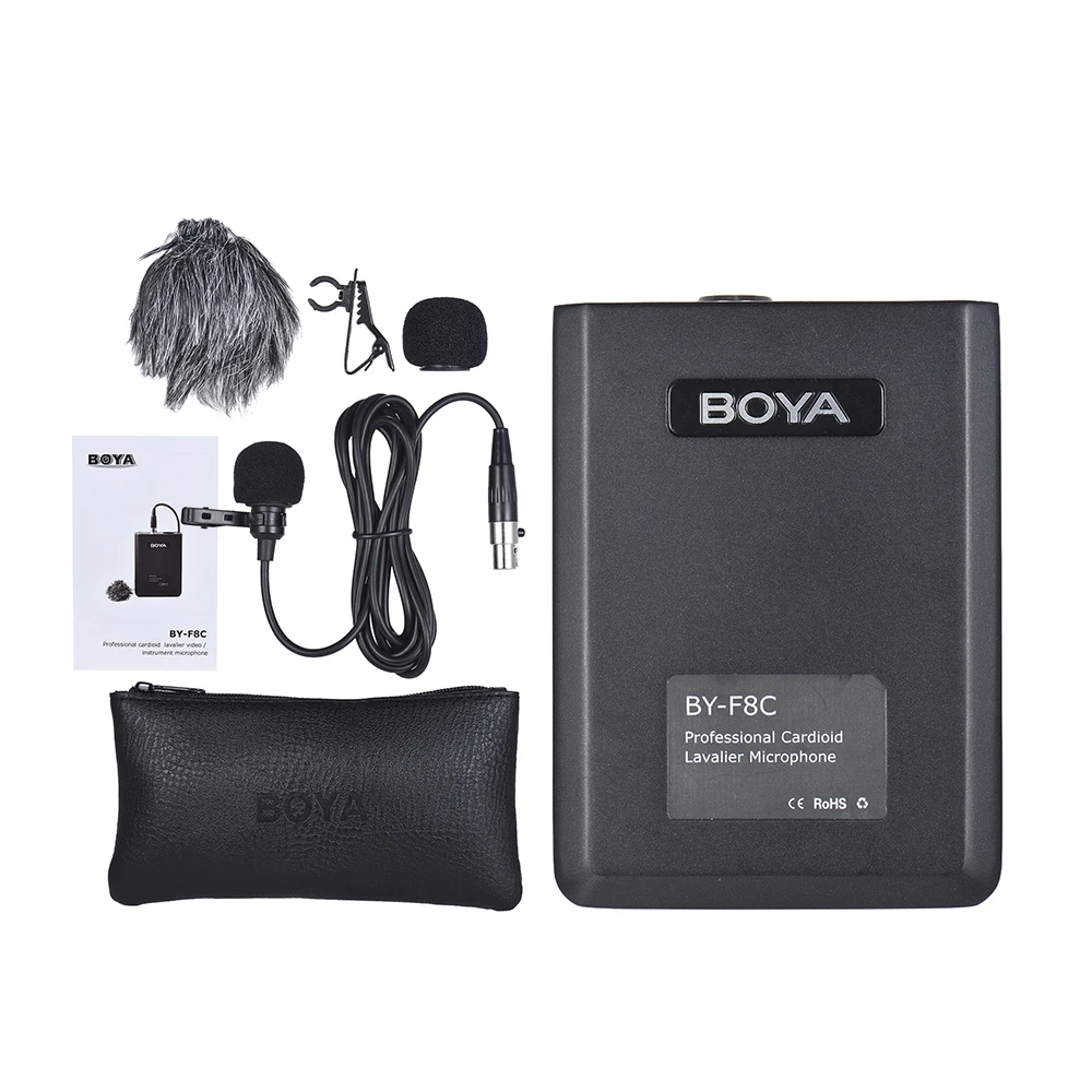 

BOYA Microphone Cardioid Lavalier Condenser Microphone Video Instrument Sound Recording Mic XLR Connector BY-F8C Microphone