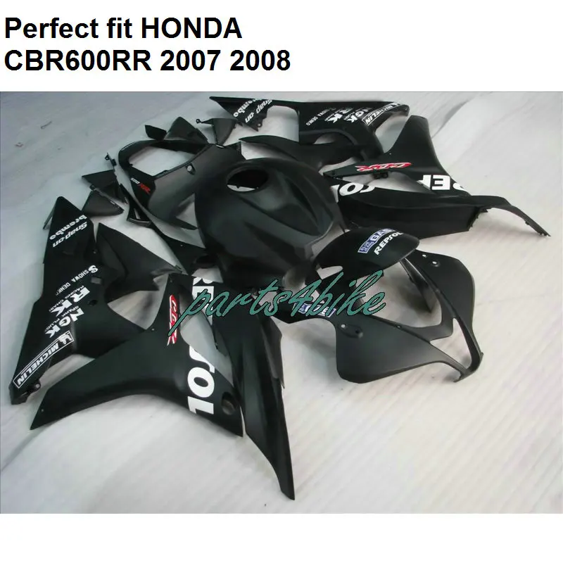 Бесплатный комплект обтекателей на заказ для Honda CBR 600RR 2007 2008 черные Обтекатели