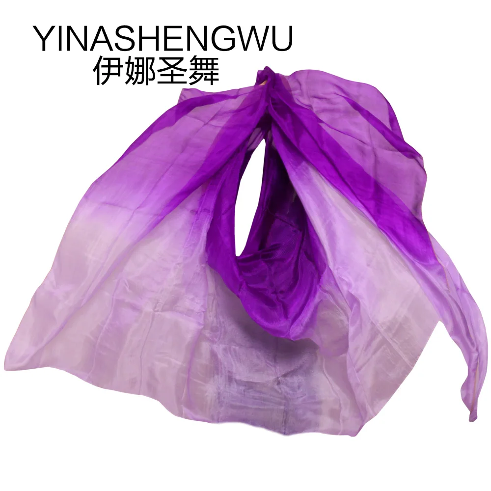 

Newest Pure Silk Belly Dance Veils Belly Dance Scarf Silk Veils Practice Stage Performance purple+light purple
