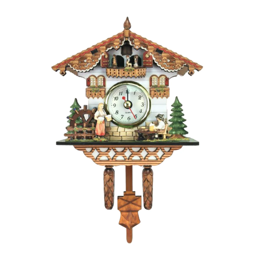 

Vintage Decorative Clock Hanging Wood Cuckoo Clock Farmhouse Home Décor