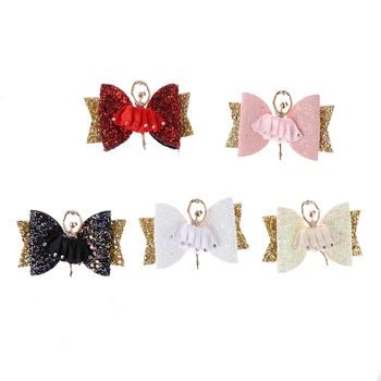 

1Pc Thumblina Ballerina Glitter Bow Sparkly Hair Clip for Women Girls Hairpin Children Kids Barrettes Hair Accessories