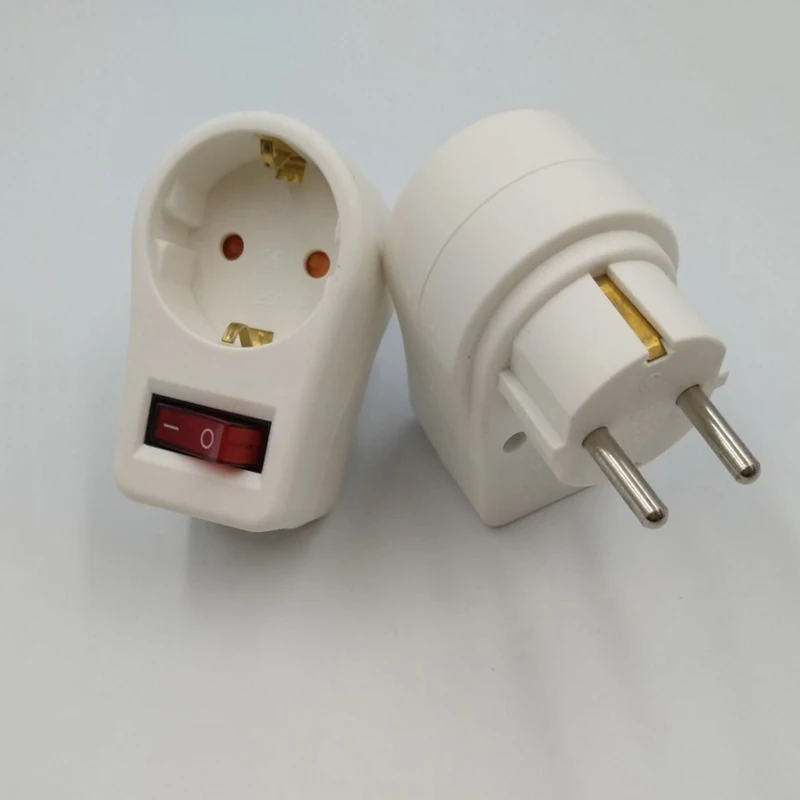 

EU Standard Power Adapter 16A Changeover Plug With Switch Adaptor Electrical 4.8 MM Plug