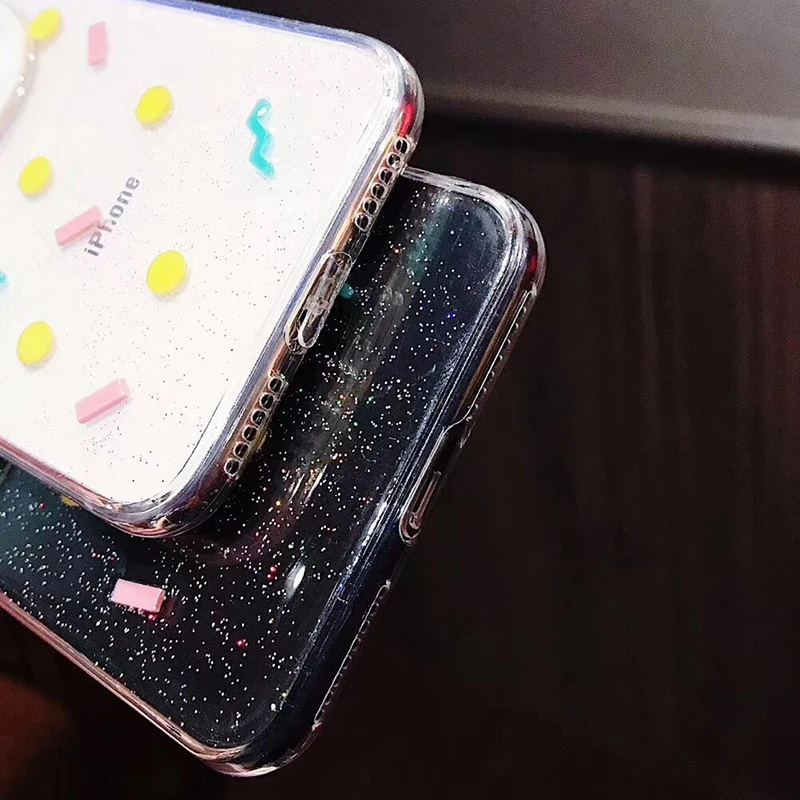 Hot selling Funny Cartoon poached egg Case For iPhone 7 Case For Apple iphone X 6S 6 7 8 Plus Soft  TPU Clear Glitter Phone Case (9)