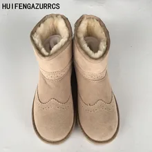 HUIFENGAZURRCS/Новинка; ботинки из натуральной кожи с верхним слоем; корейские утепленные короткие ботинки в британском стиле; женские зимние ботинки; 6 цветов