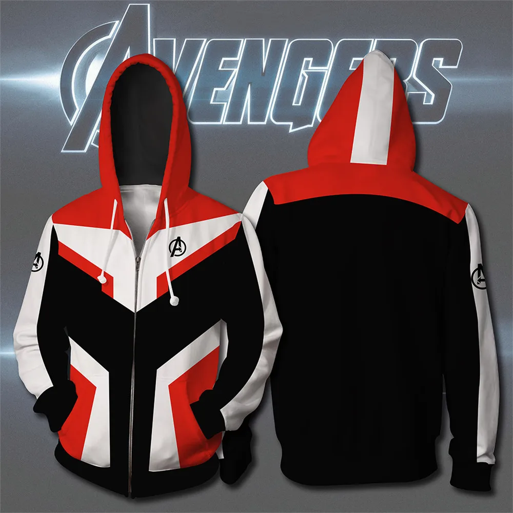 Avengers Endgame Cosplay Quantum Realm Costumes Sweatshirt Hoodie Jacket Captain Marvel Tech Hooded Superhero America Zipper