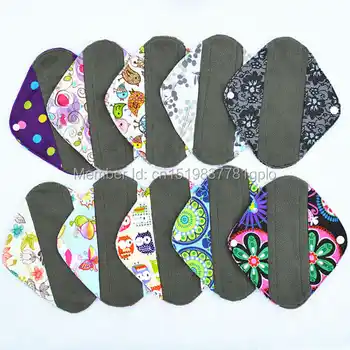 [Sigzagor] 60 Small S Panty Liners Reusable Washable Bamboo Charcoal Menstrual Sanitary Mama Cloth Pads,8\"/20cm 26 Designs