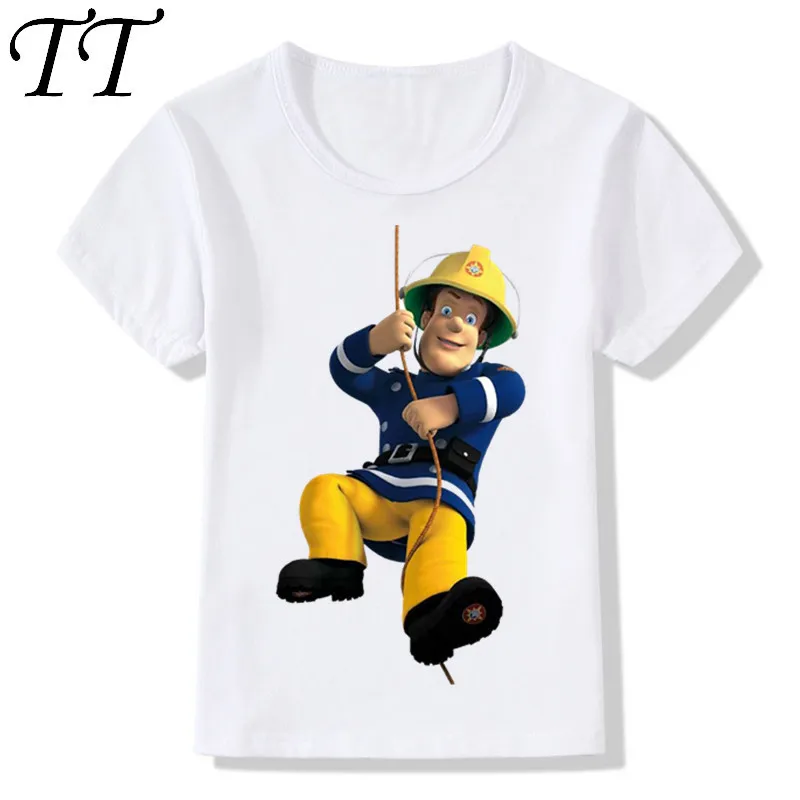 

2018 Children Cartoon Fireman Sam Print Funny T-Shirts Kids Summer Tops Girls Boys Short Sleeve Tees Casual Baby Clothes,ooo2078