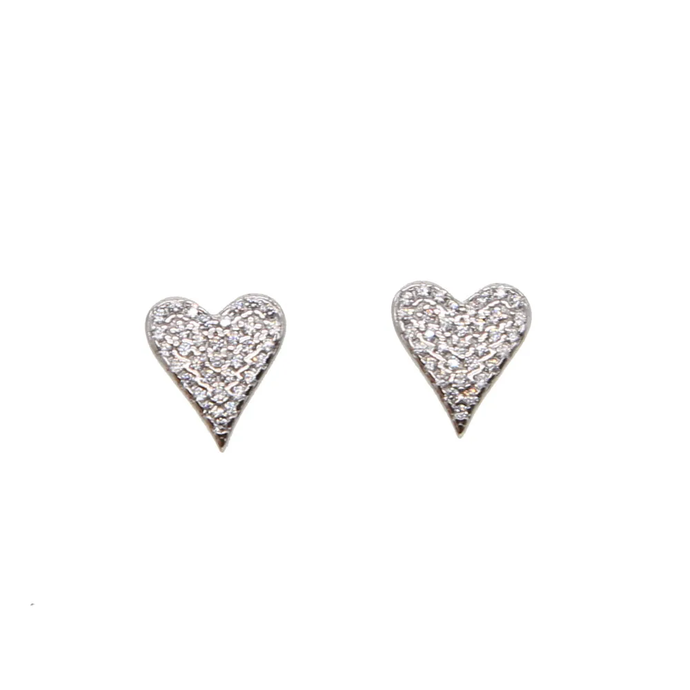 Real 925 Sterling Silver sweet mini shiny pave cz heart earrings necklace set cute girl women fashion delicate gift Jewelry sets