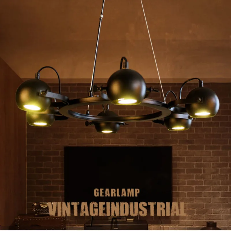 

2019 LED Pendant Lamp Retro Personality Industrial Wind Loft Metal 6 Head 8 Head LED Line Hang Chandelier For Bar Restaurant