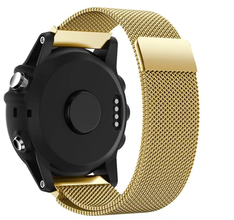 Золотой Легко подходят часы ремешок для Garmin Fenix 3 HR 5X Plus из нержавеющей стали Миланская петля браслет gps ремешок с быстрым выпуском - Цвет: Золотой