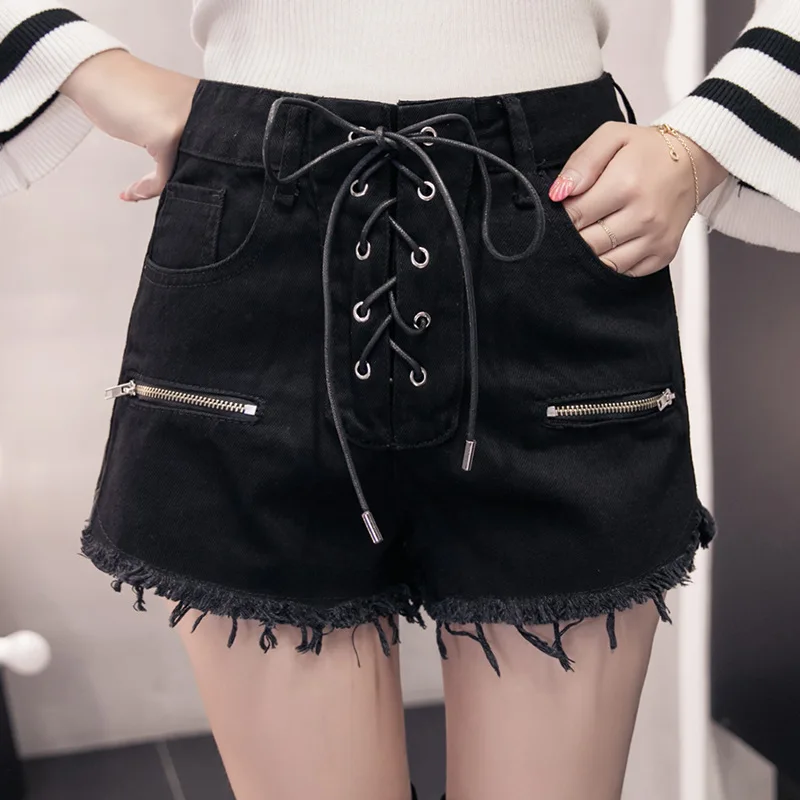 

Vintage High Waist Denim Shorts Women 2019 Autumn Winter Casual Short Jeans Fashion Tassels Burr Wide Hot Short Pants Women