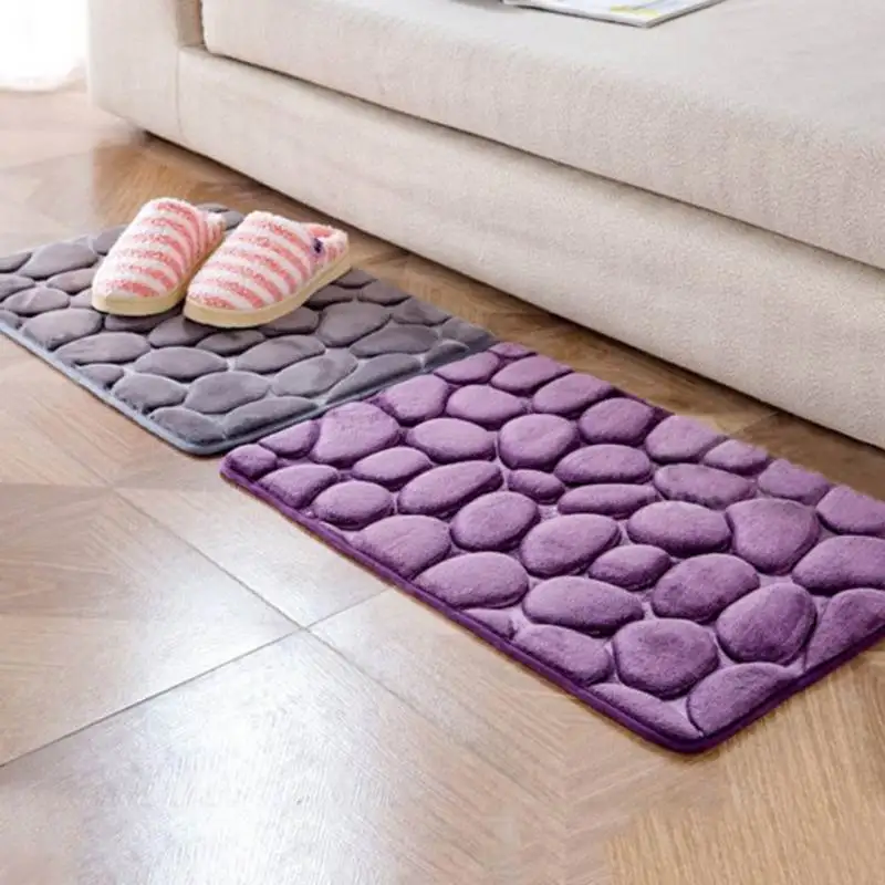 buy Coral Fleece Bathroom Memory Foam Rug Kit Toilet Pattern Bath Non slip Mats Floor Carpet Set Mattress for Bathroom Decor H1
