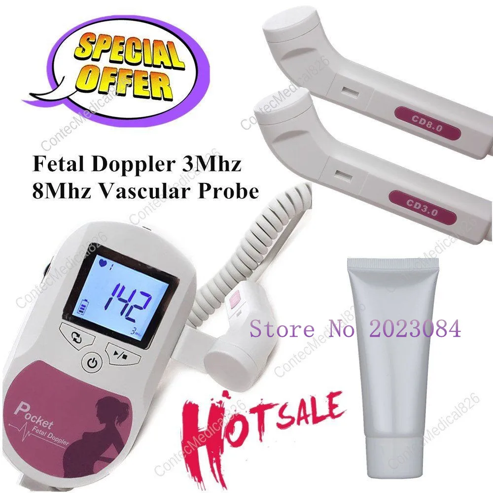 

FREE Shipping CE&FDA 3MHZ +8MHZ Probe BabysoundC Pocket Fetal doppler LCD Screen Free Gel Pregnant Women Home/Hospital
