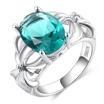 

New Fashion Flower Jewelry 3ct AAAAA zircon green stone wedding band rings for women 925 sterling silver Female Ring drop ship