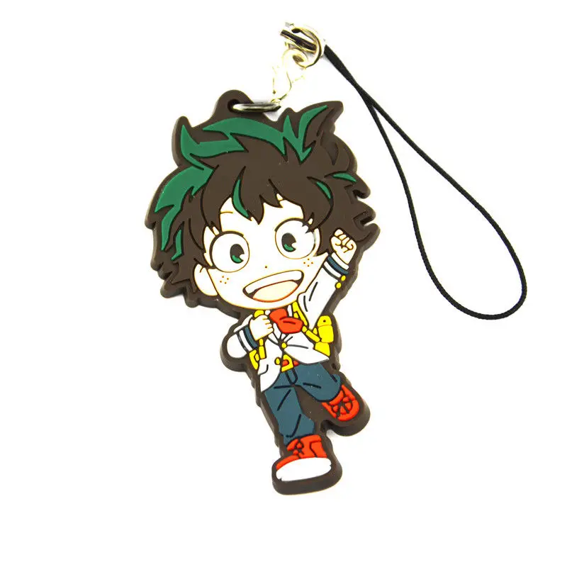 

Anime My Hero Academia Keychain Midoriya Izuku Symbol Rubber Keyring Pendant Key Ring Phone Strap Chain Model Toy Fans Gift Hot