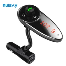 Nulaxy Coche Reproductor de MP3 Transmisor FM Bluetooth Car Kit Manos Libres Modulador de radio Cargador de Coche Doble USB con Reposo Automático de Energía Off