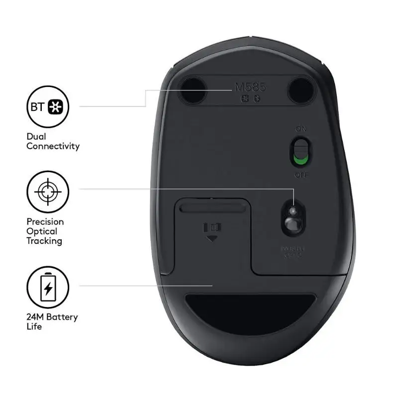 Logitech M590 Mute Беспроводная Bluetooth мышь Оптический Тихая компьютерных мышей двойной Подключение и ультра-точной прокрутки