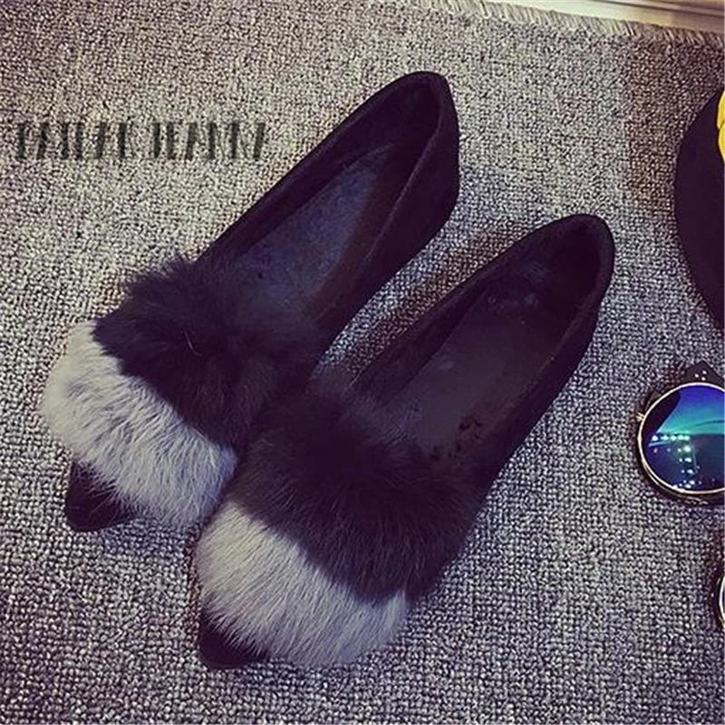 Dailan Jeanna/зимняя обувь; модная обувь; Asakuchi Maomao; модная кашемировая обувь на плоской подошве с кроличьими ушками