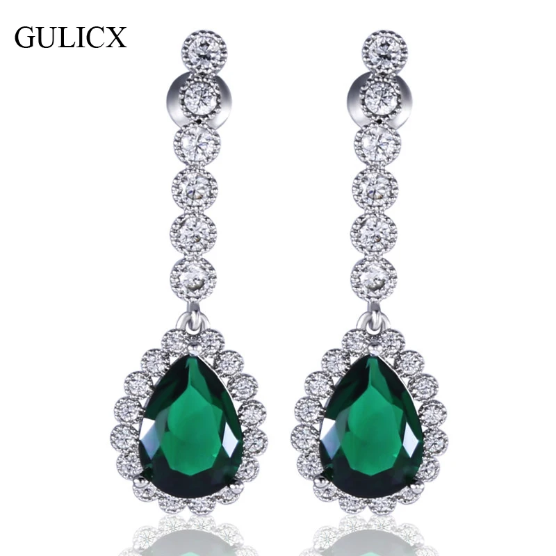 GULICX font b Luxury b font font b Wedding b font White Gold color Dangle Drop