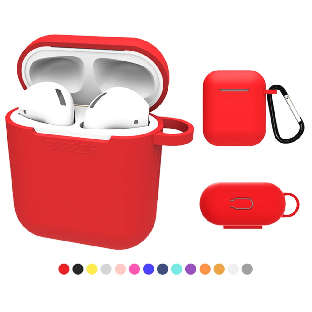 

VirWir Silicone Protective Case for Apple Wireless Earphone Pouch with keychain Protector Skin cover for Apple AirPods Air Pods