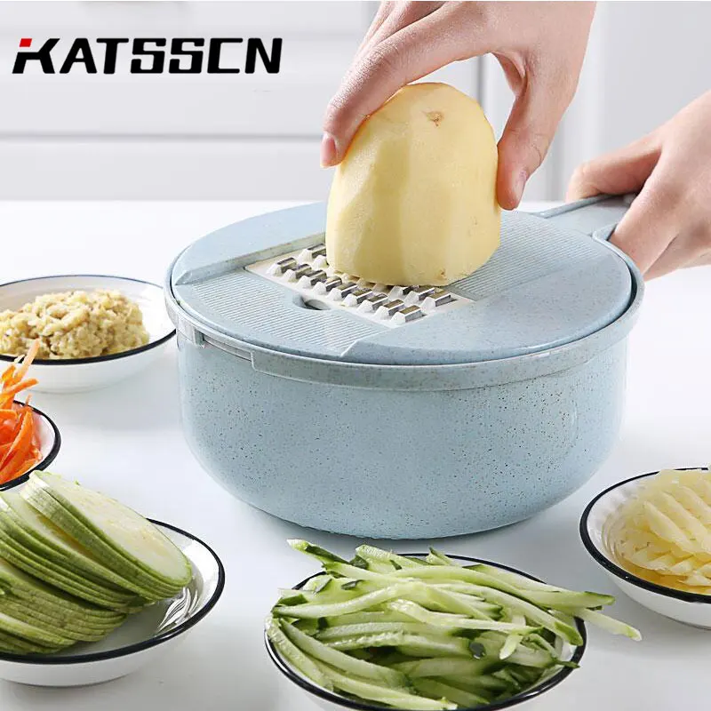 

Round Multi-function Vegetable Cutter/chopper Kitchen accessories Wheat Straw Material Potato Cucumber Shredders 167