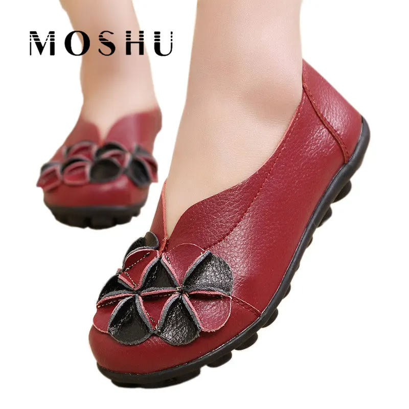 

Ballet Flats Women Shoes Genuine Leather Moccasins Folding Ballerina Loafers Flower Slip On Casual Shoes Size 35-44