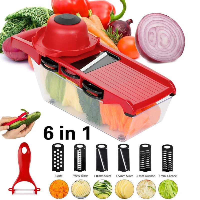 Мандолин Slicer Dicer устройство резки овощей с 6 лезвиями картофеля морковь лук