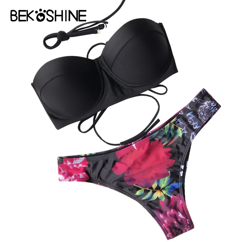 BEKOSHINE 4 Style Swimsuit Women Bikini Sets Black Flowear Bikini High Waist sexy Bathing Suit Plus Size Bandage Women Swimwear plus-size-black-swimsuit : image BEKOSHINE 4 Style Swimsuit Women Bikini Sets Black Flowear Bikini High Waist sexy Bathing Suit Plus Size Bandage Women Swimwear plus-size-black-swimsuit