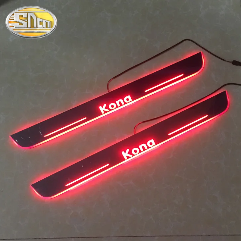

SNCN 4PCS Acrylic Moving LED Welcome Pedal Car Scuff Plate Pedal Door Sill Pathway Light For Hyundai Kona 2017 2018 2019