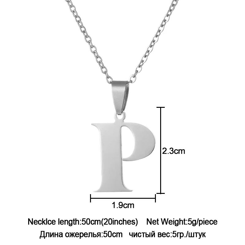 Колье SONYA от A до Z из нержавеющей стали с маленькими буквами для женщин/мужчин, ожерелье с буквами, Серебряное английское ювелирное изделие, подарок - Окраска металла: Choose Letter P