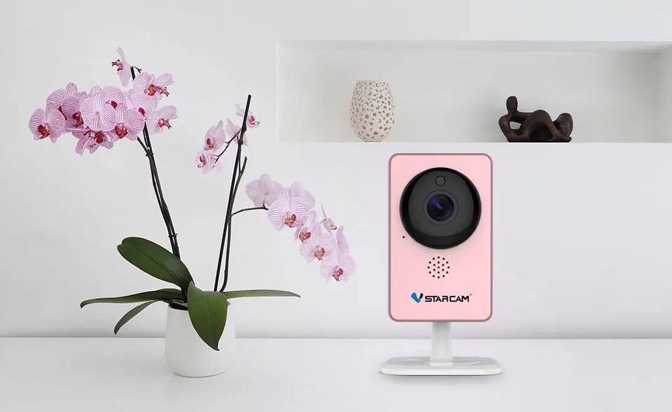 VStarcam WiFi мини панорамный фотоаппарат инфракрасного ночного видения беспроводная сигнализация движения видео ip-камера с монитором C60S розовый