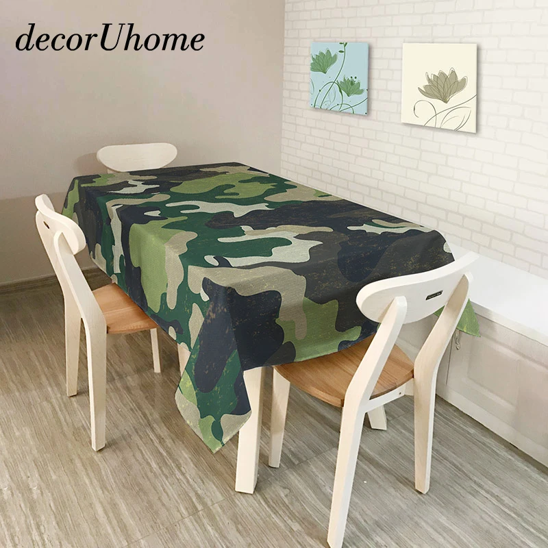 DecorUhome полиэфирные водостойкие прямоугольные скатерти камуфляжные любовь геометрические маслостойкие скатерти для домашнего банкета скатерти