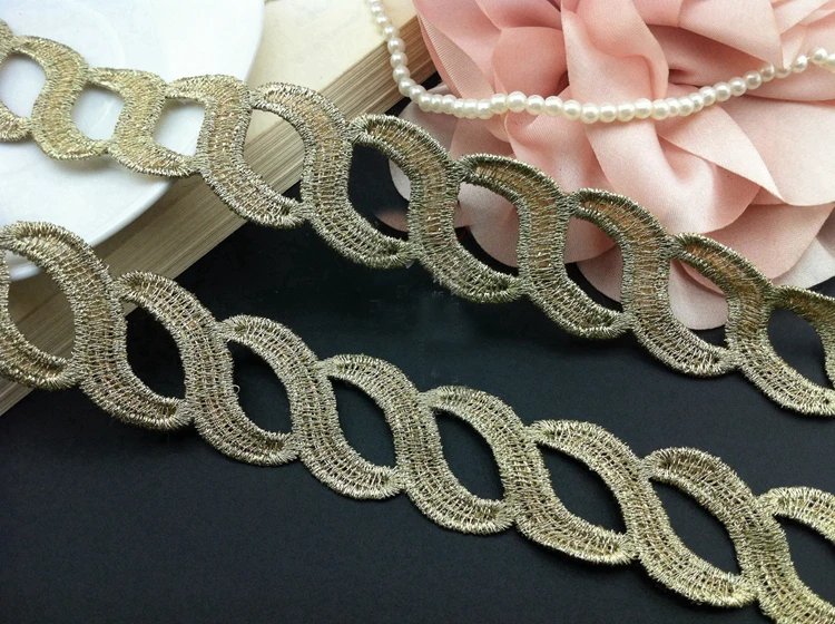 5 yard 2.5cm 0.98" wide gold embroidery tapes lace trim ribbon ML38P687