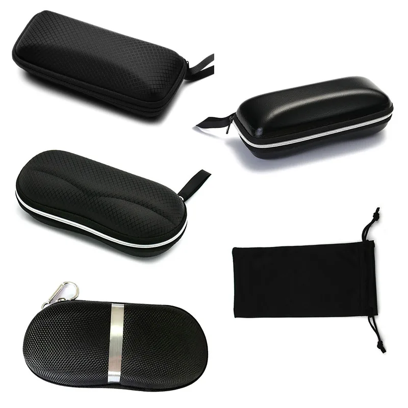 1Pc Black Eyewear Cases Sunglasses Case For Women Glasses Box With Lanyard Zipper Eyeglass Cases For Men Glasses Cloth Bag