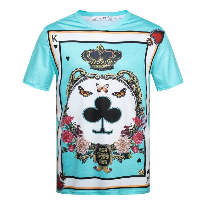

Fashion Poker T shirt Men Vintage 3d Baroque T shirts Luxury Palace Crown Print Casual T-shirt Summer Hip Hop Men Clothes Tops