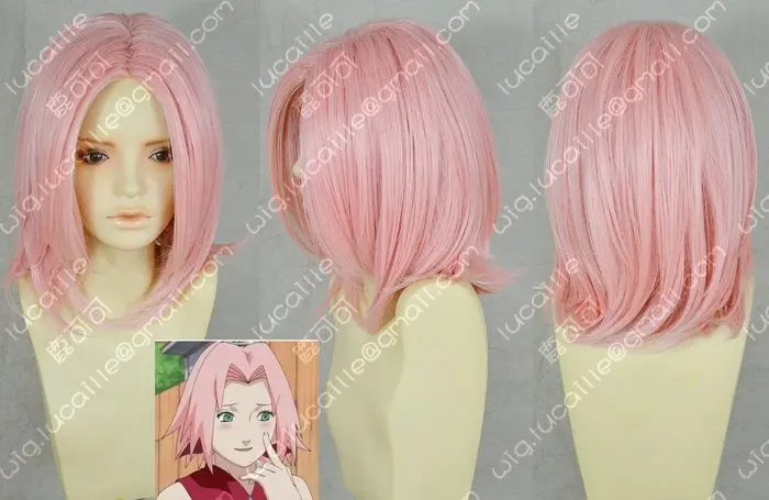 

Anime Naruto Haruno Sakura Pink Short Synthetic Hair Heat Resistance Fiber Cosplay Wig+ Wig Cap