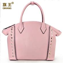 Top quality women bag genuine leather bag QIWANG famous brands fashion Luxury women handbag Shoulder Messenger Bag black pink