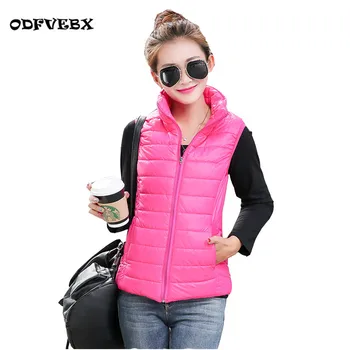 

Boutique 2020 thin Vest Women Sleeveless Jacket Winter Autumn Cotton Waistcoats Station collar Female Casual Slim Coat ODFVEBX