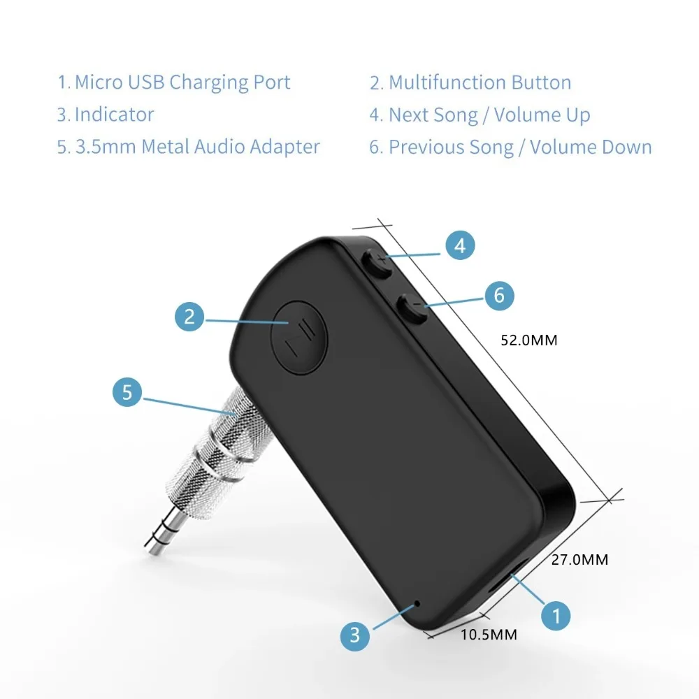 Konroy Bluetooth приемник 4 2 беспроводной аудио 3 5 мм Автомобильный Aux адаптер для