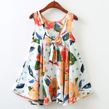 Детская одежда; платье; Новинка г.; летнее стильное детское платье принцессы без рукавов с бантом для девочек; платье с цветочным рисунком и открытой спиной для маленьких девочек