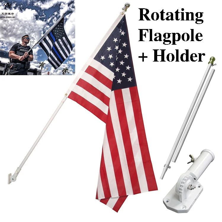 6 foot Heavy Duty Aluminum Spinning Flagpole Outdoor Wall Mount Flagpole house flag Residential