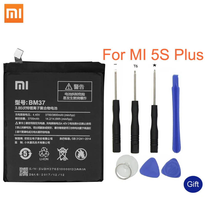 Xiao Mi BM37 For Xiaomi Mi 5s Plus International Version Cellphone Battery 3800mAh High Capacity PCB Lithium Polymer Battery