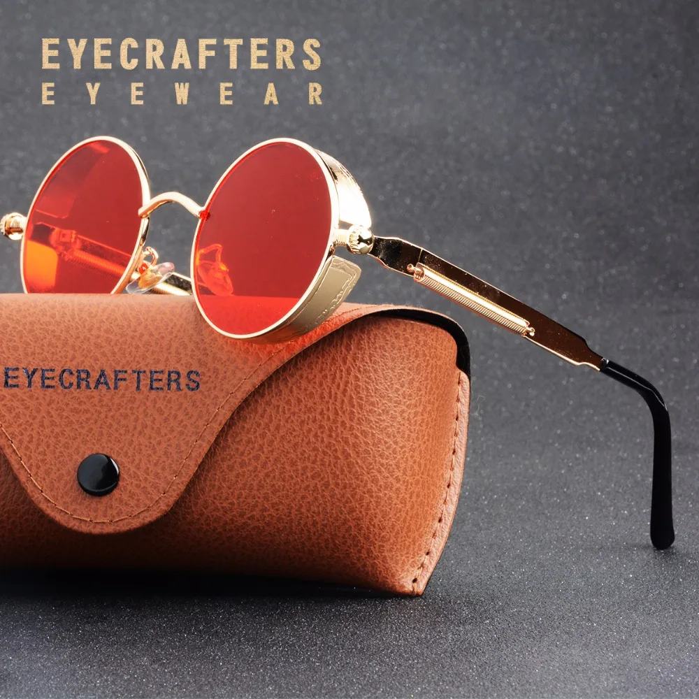 

Vintage Womens Gothic Steampunk Sunglasses Round Brand Designer Men Retro Transparent See through Sunglasses Oculos de sol UV400