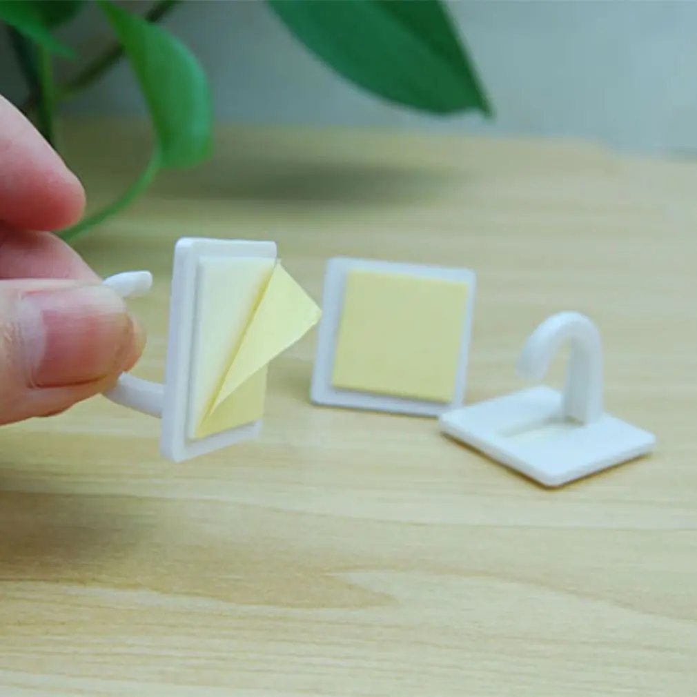 1 pcs White Self Adhesive Plastic Square Hook Small Wall Mount Hanger