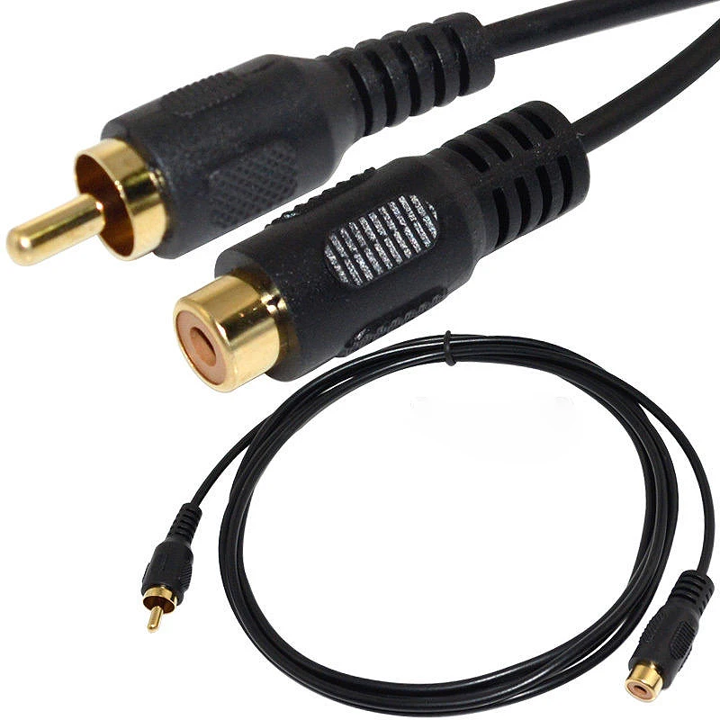 

Mayitr 1pc 6/15/25ft Single RCA Cable Gold Plated Phono Male Jack to Female Extention Audio Cable for RCA Cables