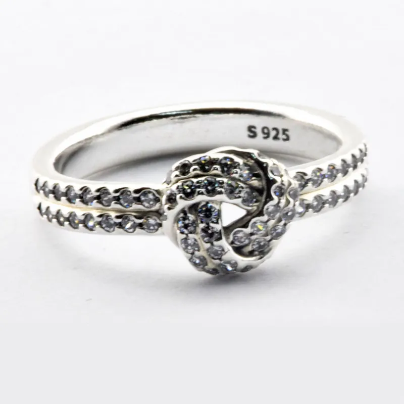 

Original 925 Sterling Silver Rings Sparkling Love Knot Ring with Clear CZ Party Gift for Women DIY Jewelry Wholesale