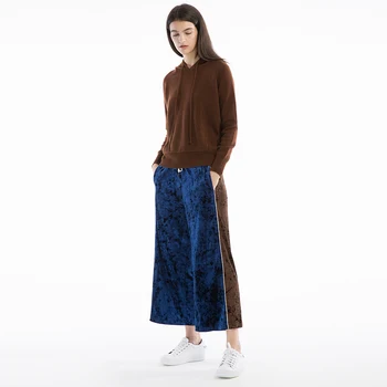 

CH322 Original Design Autumn 2017 new arrivals elastic waist loose casual women velour wide leg pants capris