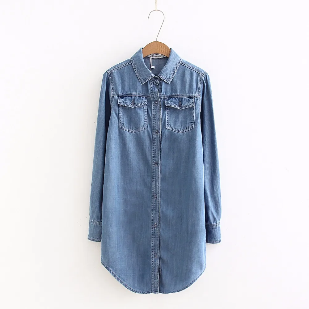 Aliexpress.com : Buy Women Blue Tencel Denim Shirt Fashion Soft Cotton ...