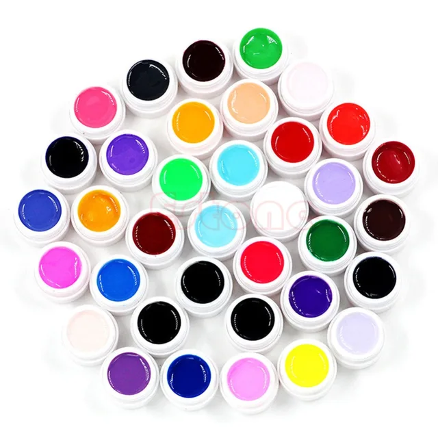 New Professional 36pcs Mix Colors Pots Tips Builder Cover Uv Nail