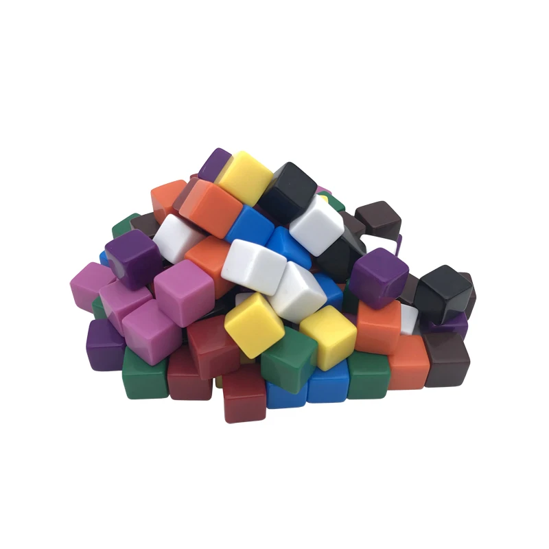 

100Pcs/Lot New High Quality 16mm Acrylic Color Blank Dice D6 Can Write Carving Children Teaching Game Dice Wholesale Board Games
